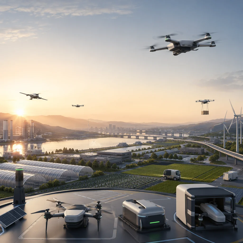 Conceptual civilian low-altitude economy landscape