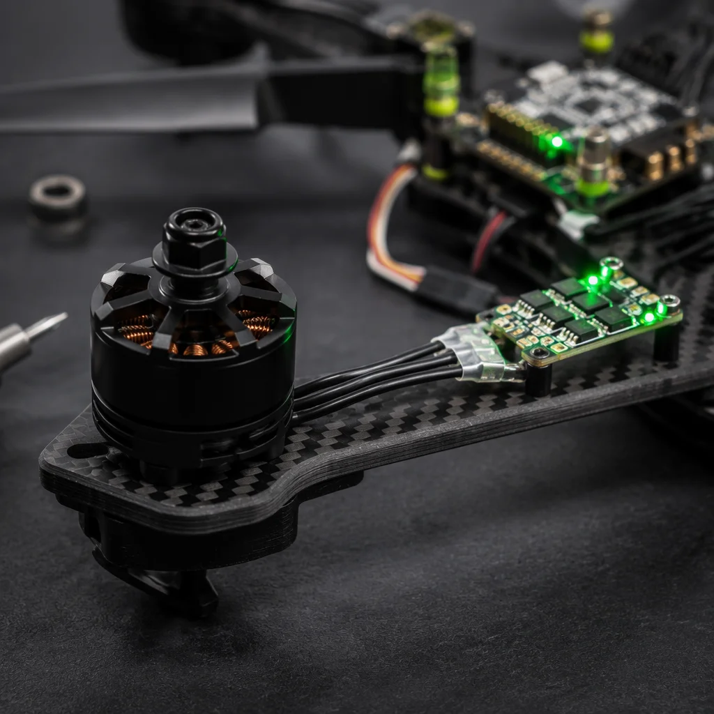 Industrial UAV powertrain components — flight controller, ESC and motor