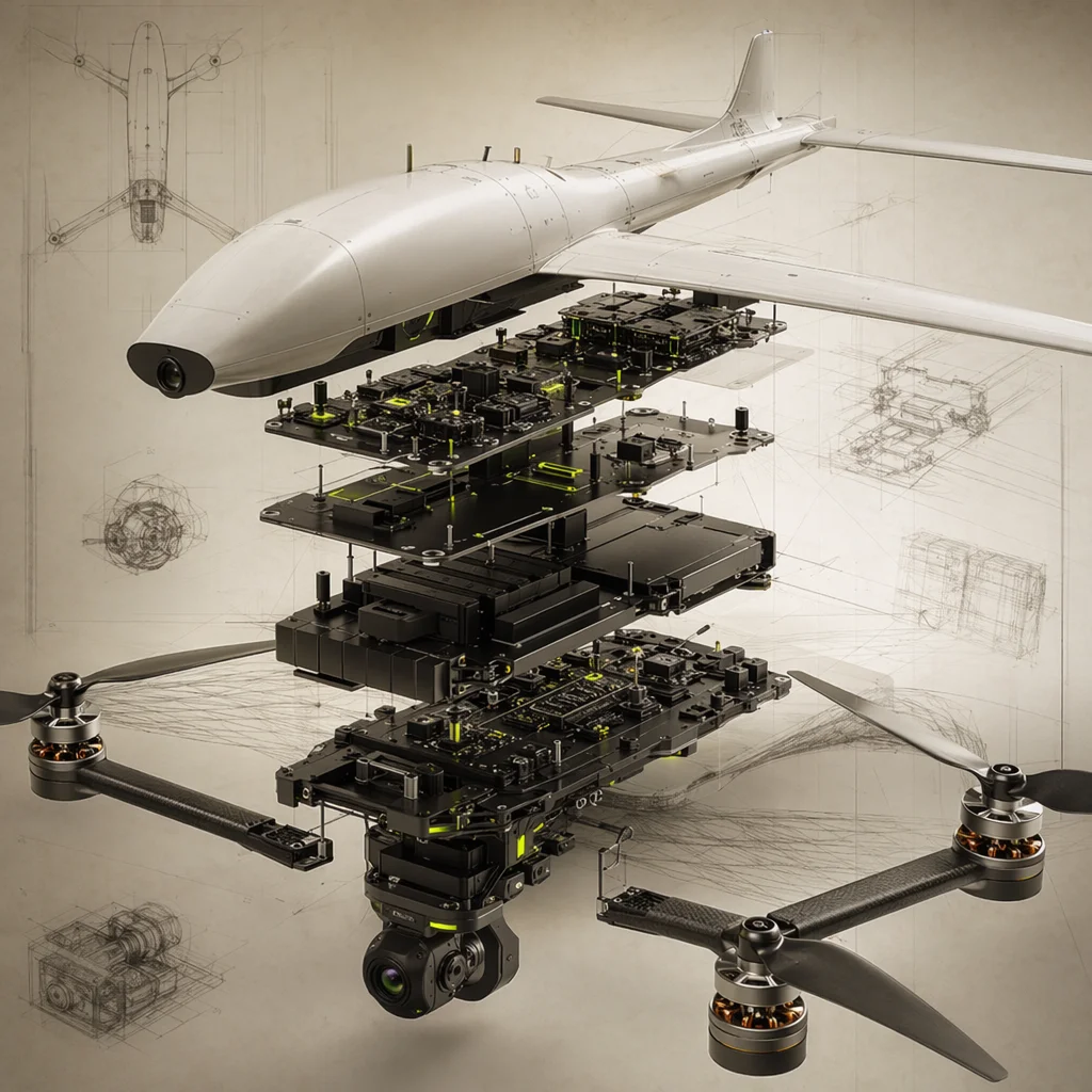 Conceptual illustration of layered UAV supply-chain architecture